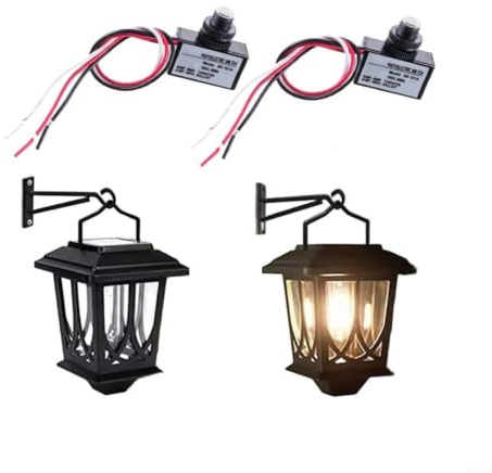 Bordfly Dämmerungsschalter,Fotowiderstand Lichtschalter,2 Stück Fotozellen-Lichtsensor AC 120V Für Außenlampen, Dämmerungsschalter IP65 Mit Verzögerung