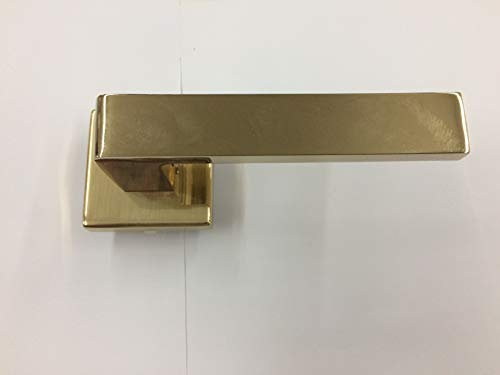 MANIGLIA QUADRA SECUREMME KIT ROMA IN OTTONE LUCIDO SINGOLA PER PORTA BLINDATA Q8 ROSETTA QUADRA 54X54X10 PZ 1, POTETE MONTARE LA MANIGLIA CON O SENZA MOLLA DI RITORNO