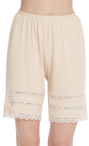 MANCYFIT Half Slip Shorts Culotte for Women Split Skirt Lace Pettipants Snip 7-9” Inseam Nude XXX-Large