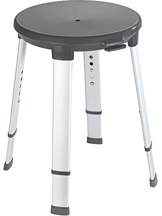 WENKO Badhocker drehbar Secura Premium - drehbarer Duschhocker, bis 130 kg Tragkraft, 50 x 43-53 x 50 cm, Anthrazit, Grau