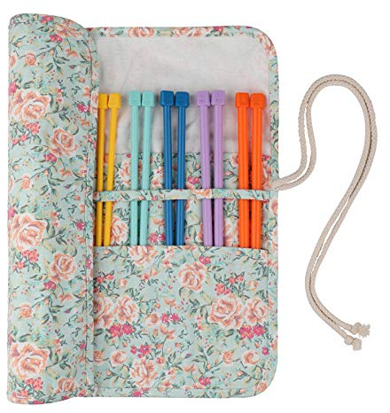 Coopay Set di Ferri da Maglia Corti da 25 cm, con Rotolo di Ferri da Maglia,7 Paia di Ferri da Maglia Colorati in Plastica per Principianti, 4,0 mm a 10 mm