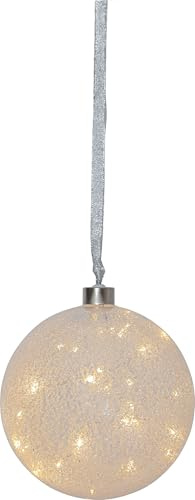 Star Trading 457-95 glasboll Glow Snow Frosted, 30 varmvit LED, silverkabel, ca 15 x 16,5 cm, Trafo, fyrfärgad kartong