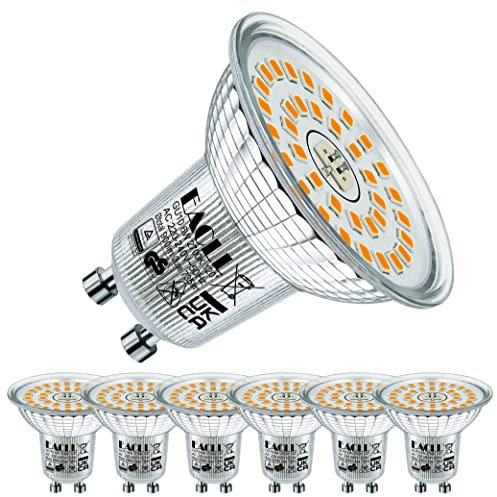 EACLL GU10 LED Warmweiss 6W Ersetzt 100W Halogen Leuchtmittel, 6er-Pack. 735 Lumen 2700K Birnen, AC 230V Flimmerfrei Strahler, Abstrahlwinkel 120° Spot, Nicht Dimmbar Kürzer Reflektorlampen