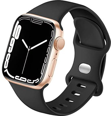 HdanMole Sport Strap Compatible with Apple Watch Straps 40mm 38mm 41mm 42mm 44mm 45mm 46mm, Silicone Strap Replacement for iWatch Bands Series 11 10 9 8 7 6 5 4 SE 3 2 1 Women Men, Black