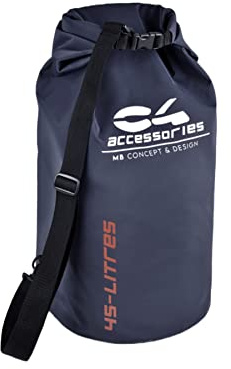 C4 Sacca Stagna in PVC da 45 o 10 lt con Moschettone e Cinghia Regolabile Borsa Impermeabile/Dry Bag per Attività all’aria aperta e Sport Acquatici Campeggio Nautico Kayak (Grigio scuro, 45 LT)