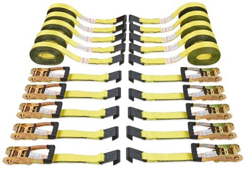 VEVOR Ratchet Tie Down Straps (10PK), 10000 lb Break Strength, Endless Ratchet with 10 Premium 2 x 30' Tie Downs Heavy Duty, Track Spring Fittings for Moving Securing Cargo, Appliances, Motorcycle