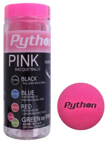 Python (Pink) Racquetballs (Super Fast w/Optimal Visibility) (1-Can/3-Balls)