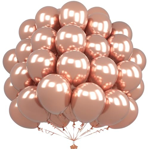 Unisun Globos Metálicos Oro Rosa, 50 Piezas 12 Pulgadas Globos Cromados Oro Rosa, Globos Látex Oro Rosa Para Mujeres Hombres Niños Fiestas Cumpleaños Bodas Compromisos Graduaciones Aniversarios