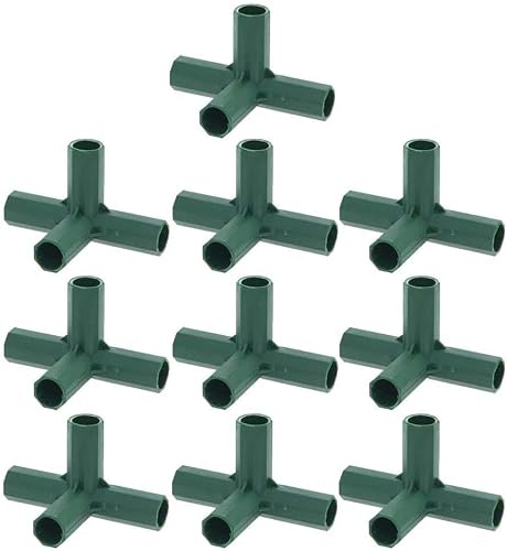 10 conectores de marco de invernadero de 16 mm, accesorios de PVC, 3 vías, 4 vías, 5 vías, conexión de invernadero para estructura (4 vías)
