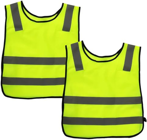 2Pcs High Visibility Vests for Kids Children's Safety Vest with Reflective Stripes,Yellow Safety Vest High Visibility Jackets,Fluorescent High Visibility Reflective Vest for Running,Cycling Outdoor