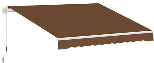 Outsunny Toldo Manual Retráctil 3x2,5 cm, Toldo Exterior Terraza con Ángulo Ajustable, Brazo Articulado, Montaje a Pared, Estructura de Aluminio, Anti-UV e Impermeable, para Jardín, Café