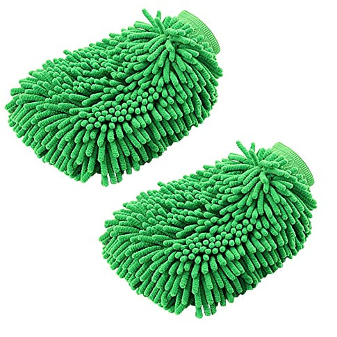 GOOZHI Guantes de caucho para el hogar, Guantes de lavado de coche pulidos y desempolvantes, súper suaves, for uso doméstico, for fregado externo e interno, reutilizables.(Green)