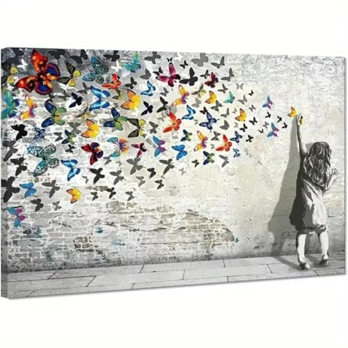 KEMEIQI Leinwanddruck Schmetterling Tiermalerei Bilder Leinwandmalerei, Wandkunstdrucke Poster Wandbild Dekor für Zuhause Geschenke 60x120cm Rahmenlos