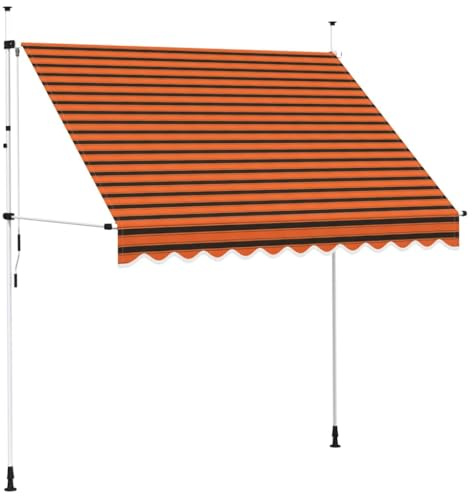 Store banne sans Perçage Auvent Marquise Retractable avec Manivelle Multi-Fonction Store latéral Enroulable Brise Vue Brise Soleil, 250 cm Orange et Marron