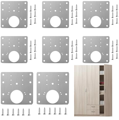 Reparatur-Set für Türscharniere – Pack Boards aus langlebigem Edelstahl, Lochabdeckungsplatten | Türscharnier-Set mit Anti-Rost-Finish, 48 Schrauben für Schränke enthalten