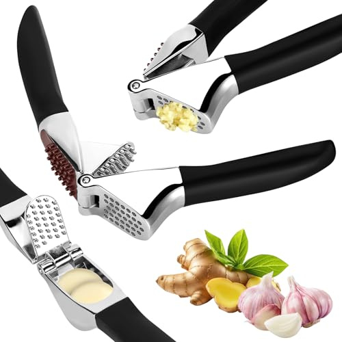 Presse-ail Inoxydable de Cuisine Professionnelle, Garlic Press, Hachoir à Gingembre, Facile à Presser et Utiliser, Anti-Rouille, Facile à Nettoyer Et Durable