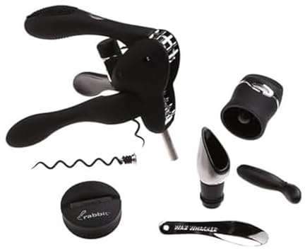 Rabbit 6-Piece Wine Opener Tool Kit, Black