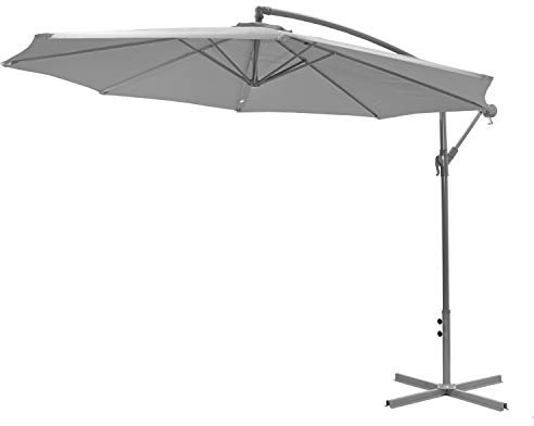 Gartenfreude Alu Sonnenschirm Ampelschirm UV+50 300 cm, Grau