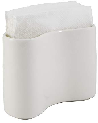 Scarlettwares Ceramic Napkin Holder For Table Kitchen Paper Linen Cloth Napkins Upright Stand Up Sturdy Stylish Modern Compact White Modern Farmhouse