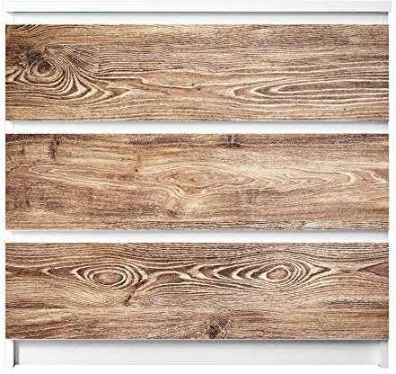 banjado® Möbelfolie selbstklebend für die IKEA Malm Kommode 3 Schubladen - Schrankfolien selbstklebend mit Motiv Maserung/Möbelfolie Malm für Kinder