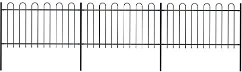 vidaXL Recinzione da Giardino con Parte Superiore ad Anello in Acciaio 537x100 cm Nera