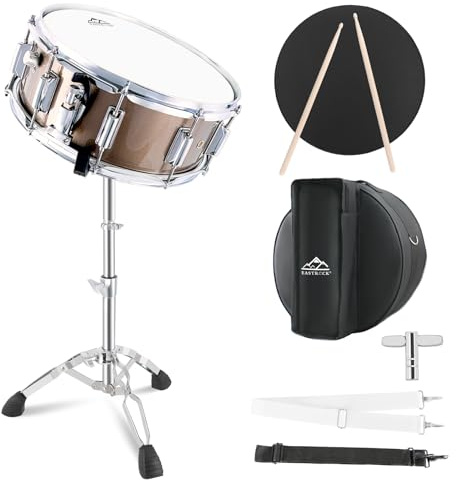 EASTROCK Snare Drum Set 14X5.5 Inches for Student Beginners with Gig Bag, Drumsticks, Stand, Drum Keys, Coated Material Drum Head, Champagne