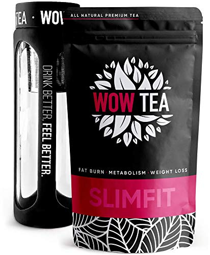 WOW TEA Detox Tees Zum Abnehmen: Detox Tee | Slim Fit Tее | Kräuterteemischungen Zur Entgiftungskur Und Gewichtsverlust Von Grünem Tee, Mate, Pu-erh + Infuser Teeflasche | 150g, Made in EU