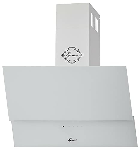 GURARI Kopffrei Dunstabzugshaube 80cm GCH 268 WH 8 Prime Abzugshaube Wandhaube Weiß Glas EEK A 1000m³/h mit Fernbedienung,Full Touch und Timer