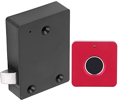 Fingerabdruck-Schrankschloss, Home Smart Fingerabdruck-Schloss Aluminiumlegierungsschrank Elektrisches Kleines Schloss mit Lithiumbatterie für Schrankschublade(Quadratisch rot)
