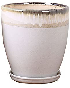 BUNCC Pot en céramique d'intérieur extérieur Grands pots d'orchidée en céramique en céramique avec trous, pot de fleur avec soucoupe pour plantes d'intérieur décoratives pour la maison, jardinière ron