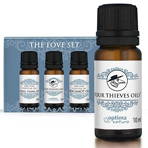 Ätherische Öle Set Der Liebe Optima Natura, Vier Diebe Öl, Bergamotte, Ylang-Ylang, 100% Naturrein Duftöle 3x10ml