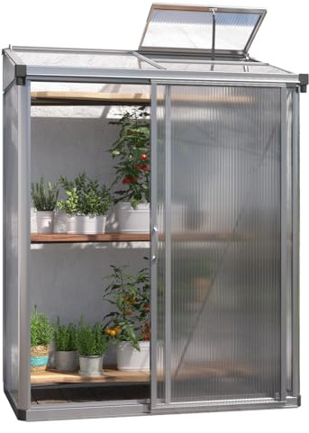 GFP Serre adossée 151 x 77 cm - Adena 12 - Panneaux en Polycarbonate 10 mm