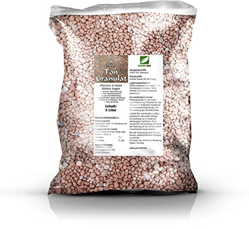 Blähton Kugeln Pflanzton Ton-Granulat 5 Liter - Körnung 8-16 mm - Erden-Ersatz Drainagematerial - Alternative für Pflanzerde Blumenerde Substrat (5 Liter)