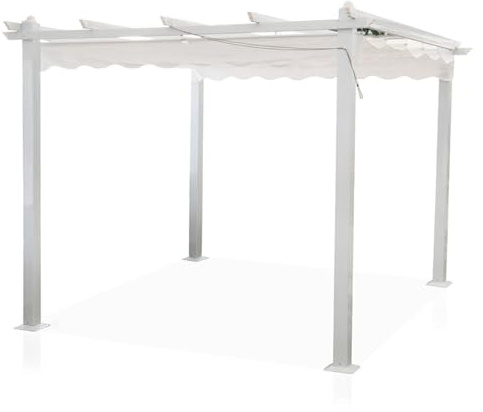 Gazebo Astoria pergolato moderno Bianco da giardino e veranda con struttura in alluminio (3 X 3 mt)