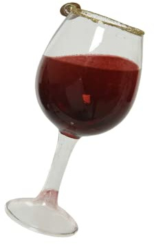 Kaemingk Christbaumschmuck Glas Weinglas 12,5cm Alkohol Weihnachtskugeln mundgeblasen weinrot Bordeaux