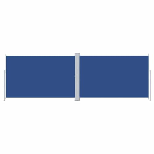 vidaXL Toldo Lateral Retráctil Jardín Separador Terraza Balcón Pantalla Solar Viento Enrollable Función Retroceso Automático Azul 220x600 cm