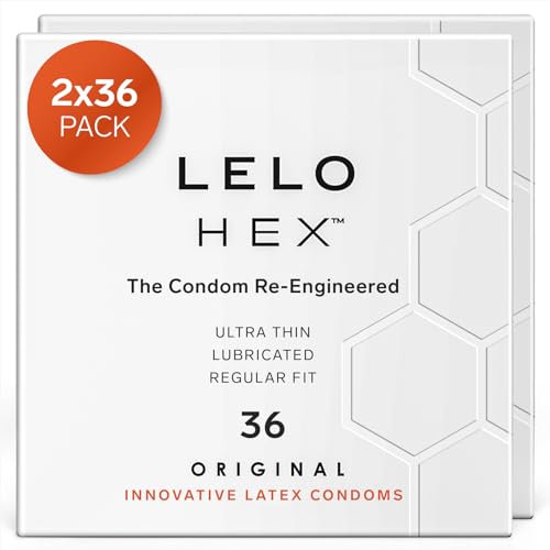 LELO HEX Original Ultradünne Kondome mit Größerer Stärke, Kondome für Männer, 54 mm im Durchmesser (72-Packung)
