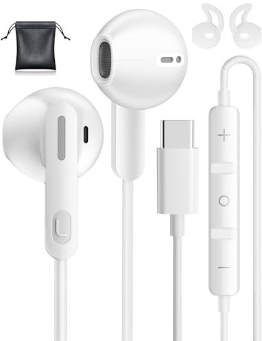 USB C Kopfhörer für iPhone 15 16 Pro Max 17 Air Stereo USBC Headset In-Ear Kopfhörer mit Kabel Kopfhörer USB C für Samsung Galaxy S24 S23 Ultra A35 S25 S22 A56 A16 A54 5G Pixel 8 7a Xiaomi 14