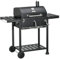 Outsunny Holzkohlegrill, Campinggrill mit zwei Grillrost, klappbar Seitenablage, Grillwagen mit Regal, Griff für BBQ, Edelstahl, Schwarz, 120 x 64 x 114 cm