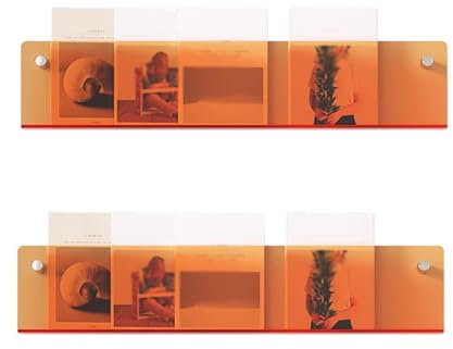 Büro-Wandzeitungsständer, orangefarbener, transparenter Broschürenhalter, hängendes Bücherregal für Schlafzimmer, kleine Räume, Toiletten, Schönheitssalon, Gastgewerbebereiche, Informationsständer a