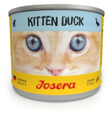 JOSERA Nassfutter Kitten Duck (6 x 200 g) | Kitten | Premium Katzenfutter nass für wachsende Katzen | Ente & Kartoffel | mit Lachsöl | getreidefrei | Anti-Haarballen | Alleinfutter | 6er Pack