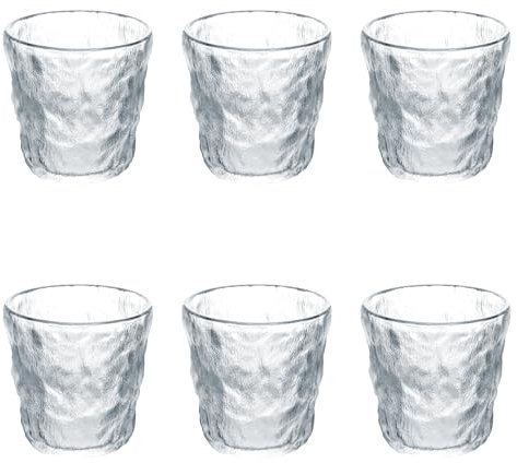 Villa d'Este Home Tivoli Set 6 bicchieri acqua in vetro 275 ml, decoro materico, Amnesia