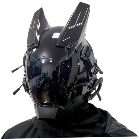 Comebachome Cyberpunk Mask, Futuristic Punk Helmet with LED Light, Anti Fog Gothic Mask, Halloween Cosplay Techwear for Music Festival Cosplay Party