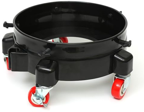 Shkalacar Car Wash Bucket with Wheels, Rolling Bucket Dolly with 5 Swivel Casters, Easy Push Drum Dolly Black for Car Washing