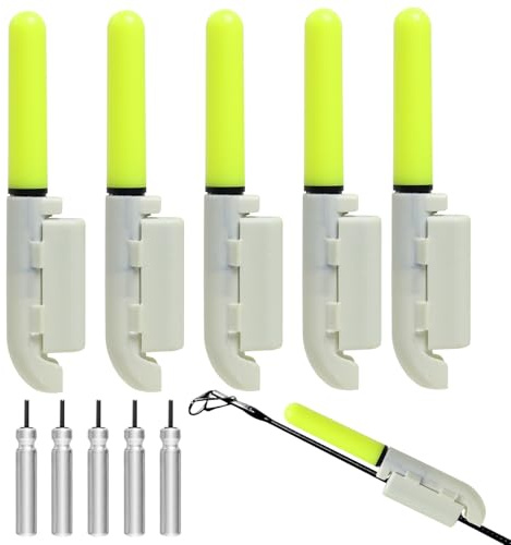 Luce pesca, 5 pezzi con allarme per canna notturna, portatile, accessori mare, verde luminoso