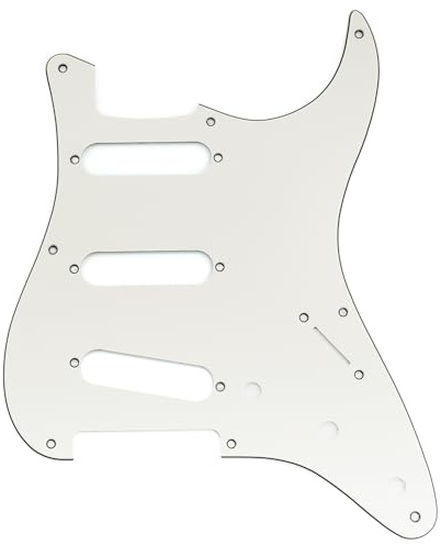 Musiclily Pro 8 Löcher ST SSS Schlagbrett Pickguard 3-lagig Aged White | für 2008-2019 China Squier Classic Vibe SQ CV 50s Reissue Vintage Strat Style E-Gitarre