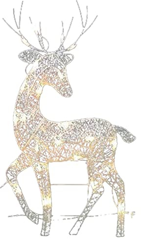 Ciervos Decorativos Navideños Iluminados de 3 Piezas, Decoraciones Navideñas de Renos con Luz Blanca Cálida de 360 °, Decoración de Silueta de Ciervos para Jardín, para Interiores Y Exteriores