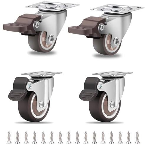 FISH DRAGATE 4 pezzi rotelle per mobili,ruote per carrello 25 mm,ruote girevoli con freno,ruote per mobili con 16 viti incluse,ruote piroettanti per spostare mobili, tavolini