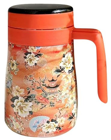 Coffee Carafe, 550ml Floral Pattern Insulated Tea Pot, Vacuum Coffee Carafe With Infuser, Hot Water Pitcher for Party, Vacuum Insulated for Coffee and Tea, With Elegant Floral Pattern Design