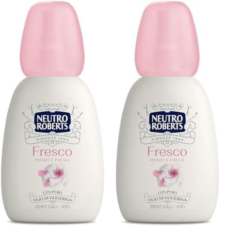 Neutro Roberts, Deodorante Spray Fresco Rosa, Monoi e Fresia, Zero Sali di Alluminio, Con Puro Olio di Glicerina, Deodorante Uomo e Donna, Plastica 100% riciclata, 75 ml, Zero gas 48h